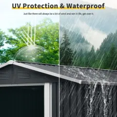 8ft x 6ft Outdoor Metal Storage Shed with Metal foundation,Gray (SKU: W540S00012)