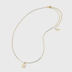 14K Gold Dipped Enamel Initial Pendant Necklace - A New Day&trade; Gold/White