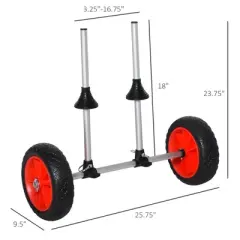 Universal Paddle Boat Cart, Trolley Trailer Kayak Wheels with Strong Aluminum Frame, Adjustable Width Crossbar, & Large Tires
