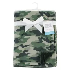 Hudson Baby Plush Blanket with Furry Binding and Back, Camo, One Size