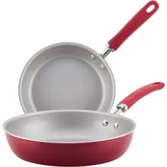 Rachael Ray Create Delicious Nonstick Frying Pan Set / Fry Pan Set / Skillet Set - 9.5 Inch and 11.75 Inch, Red