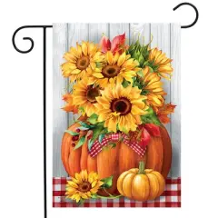 Briarwood Lane Fall Garden Flag 12x18 For Outdoor Sunflowers in Pumpkin For Fall Garden Flag Flags For Outside