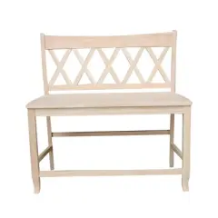 24" Double X Back Bench Seat Height Unfinished - International Concepts