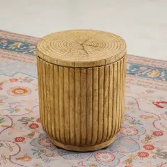 Moda Furnishings Multifunctional Outdoor Terrafab Faux Wood Side Table with Hidden Ice Bucket