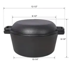 SEVOBAL Grill Cookware 3 in 1 Outdoor Oven with Skillet Lid for Versatile Campfire Cooking Use Area, Black, 12.5"*10.2"*6.2"