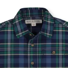 Hope & Henry Boys' Stretch Poplin Short Sleeve Button Down Shirt, Infant