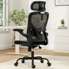 GlasFlength Task and Office Chairs with Support Armrest，Ergonomic, Adjustable，Computer Chair and Gaming Chair, Black, 25.6"*27.2"*48.4"
