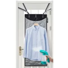 True & Tidy MAT-200 Over the Door Steam and Press Pad: Portable Ironing Mat, Steamer Pad, Foldaway, Gray, 45"x19"