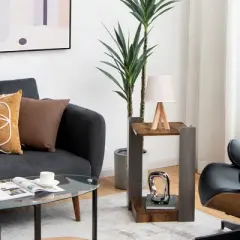Costway 2 Tier Sofa Side End Table w/Storage Shelf for Small Spaces Living Room Bedroom