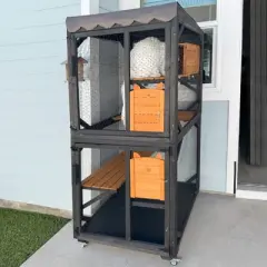 Aivituvin Wooden Cat Catio with Wheels| Scratching Post|Roof Tarp-AIR7014
