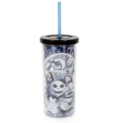 Silver Buffalo Disney The Nightmare Before Christmas Carnival Cup w/ Lid and Straw | 20 Ounces