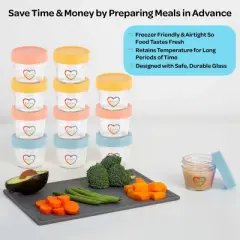 EVLA&rsquo;s 4oz Glass Baby Food Containers 12-Pack