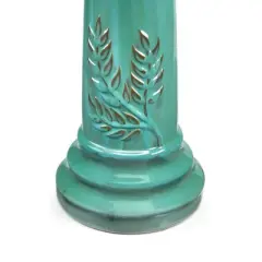 Smart Living 22.05" Wingate Traditional Bird Bath Turquoise Green: Ceramic, Freestanding, Leafy Motif