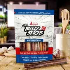 American Pet Supplies All-Natural Beef Bully Stick Dog Treats, Premium Snack, High Protein & Long-Lasting Chews &ndash; 6" Thick (3-Pack)