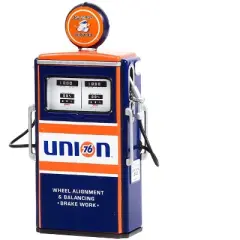 1954 Tokheim 350 Twin Gas Pump "Union 76 Minute Man Service" Dark Blue & Orange 1/18 Diecast Model by Greenlight