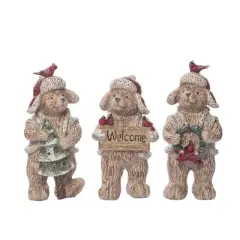 Transpac Resin Forest Holiday Bear Figurine Set of 3 - Charming Christmas Decorative Objects for Festive Home Decor