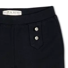 Hope & Henry Girls' Button Placket Ponte Pant, Kids