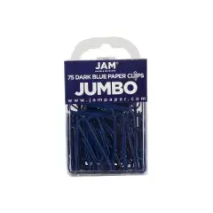 JAM Paper Colored Jumbo Paper Clips Large 2 Inch Dark Blue Paperclips 42186869A