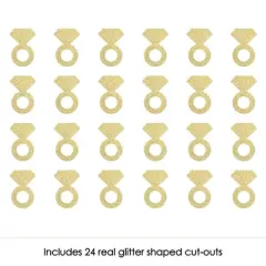 Big Dot of Happiness Gold Glitter Diamond Ring - No-Mess Real Gold Glitter Cut-Outs - Bridal Shower or Bachelorette Party Confetti - Set of 24