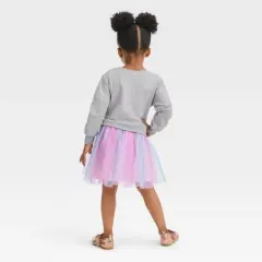 Toddler Girls' Afro Unicorn Rainbow Tulle Pullover Dress - Pink