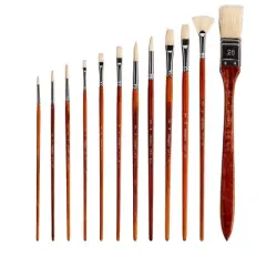 KINGART PRO Oil & Acrylic Bristle Brush Set 12 pc