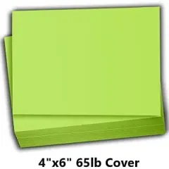 Hamilco Colored Scrapbook Cardstock Paper 4x6 Card Stock Paper 65 lb Cover 100 Pack (Lime Green)