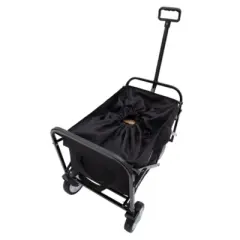 FURNIinspire Outdoor Serving Carts Minimeetall Extention ExCollapsible Foldable Wagon Cart Beach Wagon Heavy Duty Cart, Black, 25.98"*17.32"*37.4"