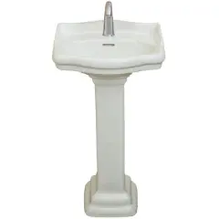 Fine Fixtures Pedestal Sink For Bathroom - Vitreous China Ceramic Small Pedestal Sink
