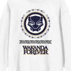 Black Panther Wakanda Forever Hero Icon Men's White Long Sleeve Sweatshirt