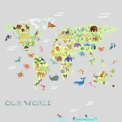RoomMates Kids' World Map Peel and Stick Giant Wall Decal