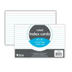 C-Line&reg; Index Cards, 4" x 6", White, Ruled, 50 Per Pack, 10 Packs