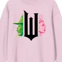 Wicked Part 1 W Character Graphics Women's Cradle Pink Crew Neck Long Sleeve Sweatshirt