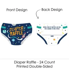 Big Dot of Happiness Blast Off to Outer Space - Diaper Shaped Raffle Ticket Inserts - Rocket Ship Baby Shower Activities - Diaper Raffle Game - 24 Ct