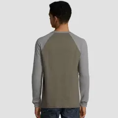 Hanes Men's Long Sleeve Beefy Raglan Henley Shirt
