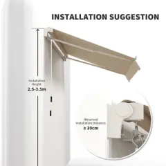 PAGED Retractable Awning Adjustable Patio Awning with UV Resistant Fabric, Aluminum Frame for Deck, Gardens, Yard