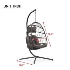 Swing Patio Egg Chair With UV Resistant Cushion,Wicker Hanging Egg Chair With Stand,Hammock Chair With Aluminum Frame  ? -Maison Boucle