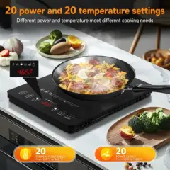 1800W Induction Cooktop offers 20 Power Levels & Temp Settings, 4H Timer & Safety Lock, Induction Hob Fit for 4 Preset Boil, Hotpot, Stew, & Keep Warm