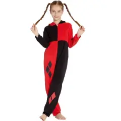 DC Comics Girls' Harley Quinn Costume One Piece Union Suit Pajama Outfit