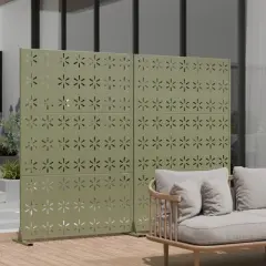 Wooakway 47" x 72" Starlight Olive Gray Metal Garden Trellis Privacy Screen Indoor Outdoor Room Divider Lattice Panel