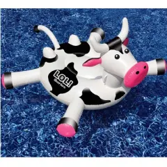 Swimline 54" Inflatable Ride-On Cow Novelty 2-Person Swimming Pool Float - Black/White