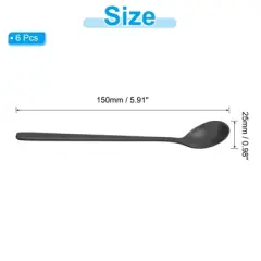 Unique Bargains 304 Stainless Steel Smooth Long Handle Stirring Cocktail Tea Spoon 6 Pcs