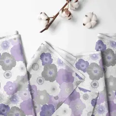 Bacati - Watercolor Floral Purple Gray 3 pc Toddler Bed Sheet Set