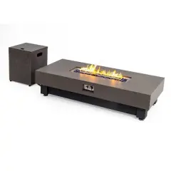 Brown 60 Inch Fire Pit Rable Wood Outdoor Gas Fire Pit Table with Rain cover for Patio Backyard Deck Outdoor Fireplaces Stove
