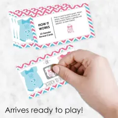 Big Dot of Happiness Girl Chevron Gender Reveal - Baby Girl Gender Reveal Scratch Off Cards - Baby Shower Game - Set of 22