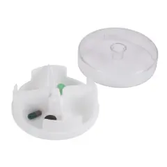 Unique Bargains 4 Grids Circular Single-Layer Pill Case Clear White 1 Pc