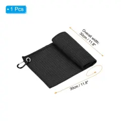 Unique Bargains Super Absorbent Waffle Pattern Tri-Fold Microfiber Golf Towels with D Clips