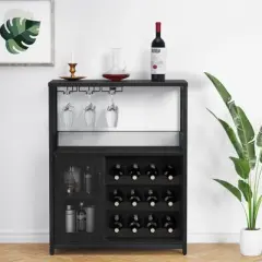 3-Tier Wine Bar Cabinet with Detachable Wine Rack and Drawer