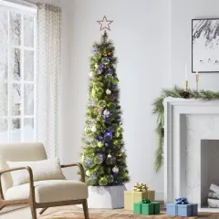 Pre-lit Slim Virginia Pine Artificial Christmas Tree Dual Color LED Lights - Wondershop&trade;