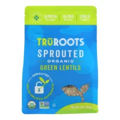 Truroots Organic Green Lentils - Sprouted - Case of 6 - 10 oz