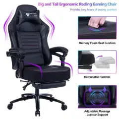 Kumasinova 360&deg;Swivel Gaming Chair Office Chair with Reclining Back,Adjustable Seat Height&Footrest,Ergonomics Video Game Chair for Home&Office